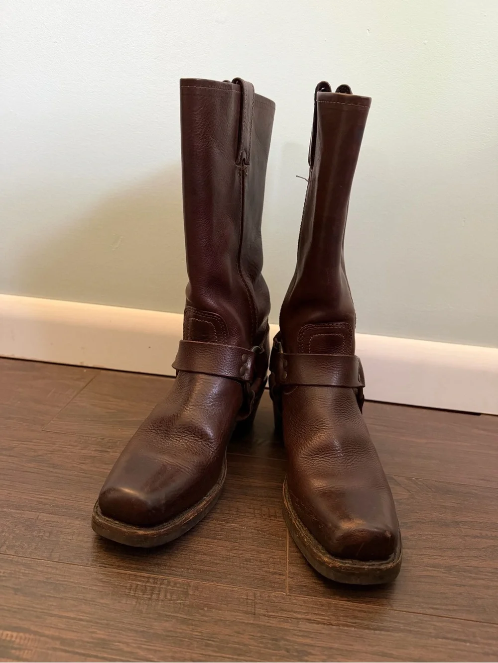 Frye Brown Leather Harness Heeled Boot - Picture 2 of 5